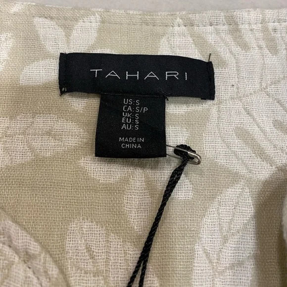 Tahari Jacket size Small Linen Cotten Blend Tan White NWT - Picture 3 of 9